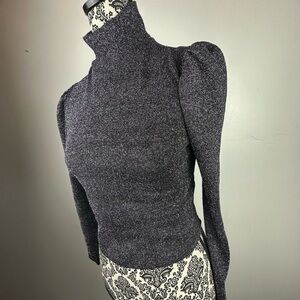 H&M Shimmering Black Turtleneck Crop Top